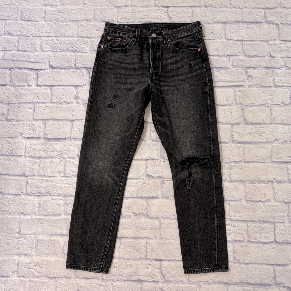 Levi’s Premium Denim 501S Skinny Jeans Black Button Fly High Waisted Size 28